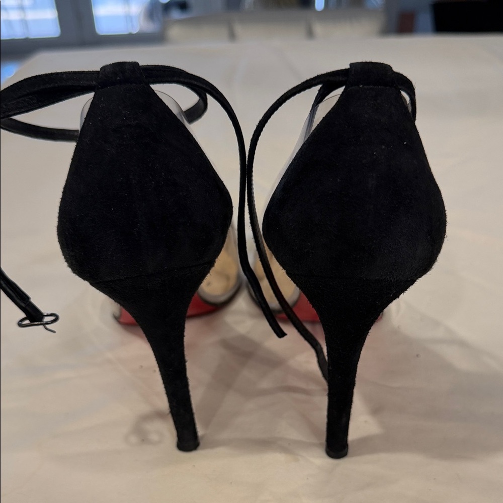 Christian Louboutin Black and Clear Pointed Heels - Picture 5 of 9